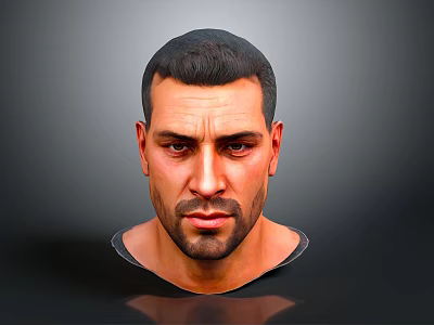 Man Headshot Portrait With Short Hair Beard And Realistic Facial Details 3d model