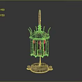 Ancient Bronze Changxin Palace Lantern With Ornate Carvings And Decorative Stand