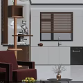 Warm Mid Century Living Dining Room Interior Design With Cat Tree And Comfortable Lounge Chair