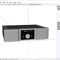 Sleek Modern Silver Metal Headphone Audio Amplifier With Green Top Panel And Front Control Knob