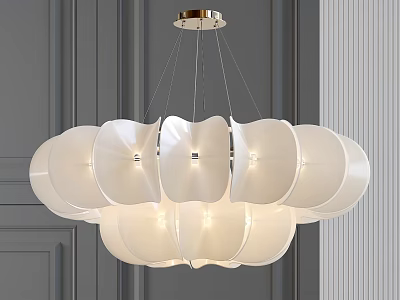 Modern Minimalist White Petal Shaped Chandelier With Elegant Shades And Soft Illumination 3d model