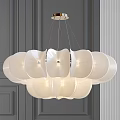 Modern Minimalist White Petal Shaped Chandelier With Elegant Shades And Soft Illumination