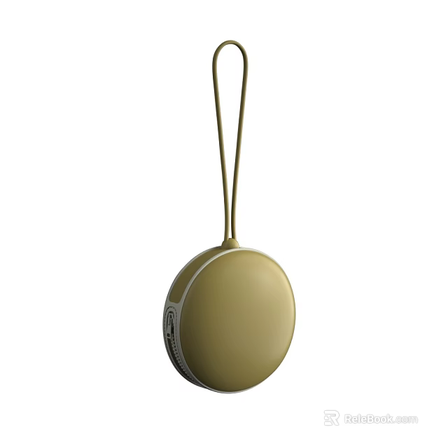 Olive Green Round Portable Speaker with Lanyard for Daily Household Use 3d model 