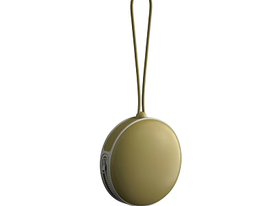Olive Green Round Portable Speaker with Lanyard for Daily Household Use 3d model
