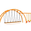 Orange Frame Playground Swing With Colorful Heart Shaped Decorations For Kids