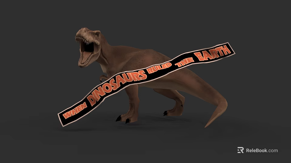 Tyrannosaurus Rex Reptile Model with Banner in Dinosaur World The Rapids 3d model 