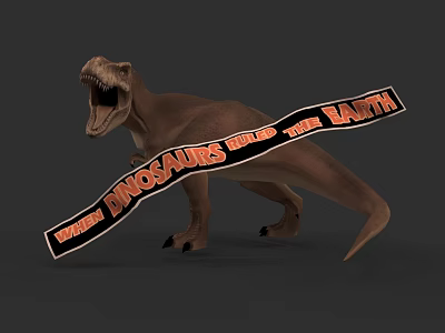 Tyrannosaurus Rex Reptile Model with Banner in Dinosaur World The Rapids 3d model