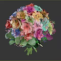 Stylish Furniture Decorated With Pink And Red Rose Bouquet And Green Leaves