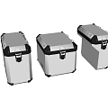 Three White Storage Boxes With Black Accents And Secure Locking Latches 3d model