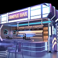 Modern Simple Bar Booth with Neon Lights Bar Counter and Chairs