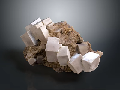 Natural Decorative Ornament Set With Rock Base And White Cubic Crystals 3d model