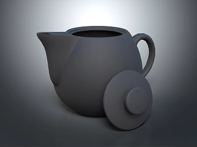 Elegant Gray Teapot With Minimalist Design For Modern Tea Set Collection 3d model