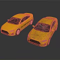 Two Yellow Sedans One Intact and One Damaged with Cracked Windshield and Scratched Body