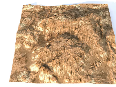 Detailed Rocky Terrain 3D Model With Rough Brown Golden Surface Texture 3d model