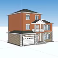 Two Story Detached Villa With Red Brick Exterior Gray Roof And Water View