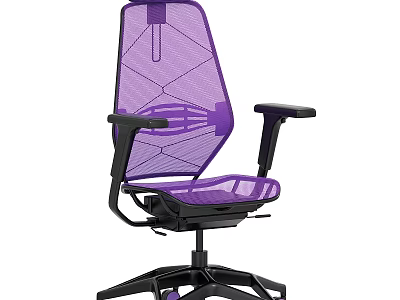 Ergonomic Purple Mesh Office Chair With Black Armrests And Adjustable Base 3d model