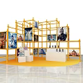 Instagrammable Photo Taking Spot With Yellow Scaffolding Structure Posters And Display Counters