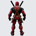 Deadpool Game and Movie Character in Red and Black Suit with Utility Belt and Swords