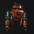 Orange Robot Character Featuring Mechanical Structure Future Forge Logo Metallic Arms And Robotic Design 3d model