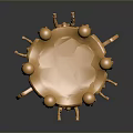 Golden Metallic Trophy Shaped Home Decor Ornament With Spherical Top And Square Base