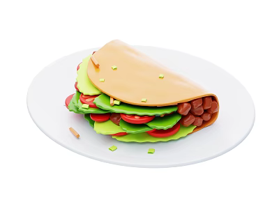 Modern Food Burrito Cartoon Burrito Cartoon Food 3d model
