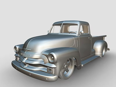 Vintage Silver Pickup Truck With Retro Design And Classic Styling 3d model