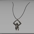 Silver Standing Gorilla Pendant Necklace With Raised Hands Holding Chain Design