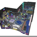 Colorful Indoor Playground With Slides Climbing Frames And Neon Lights