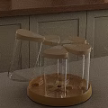 Rotating Spice Containers With Transparent Bottles White Lids And Yellow Base For Kitchen Storage