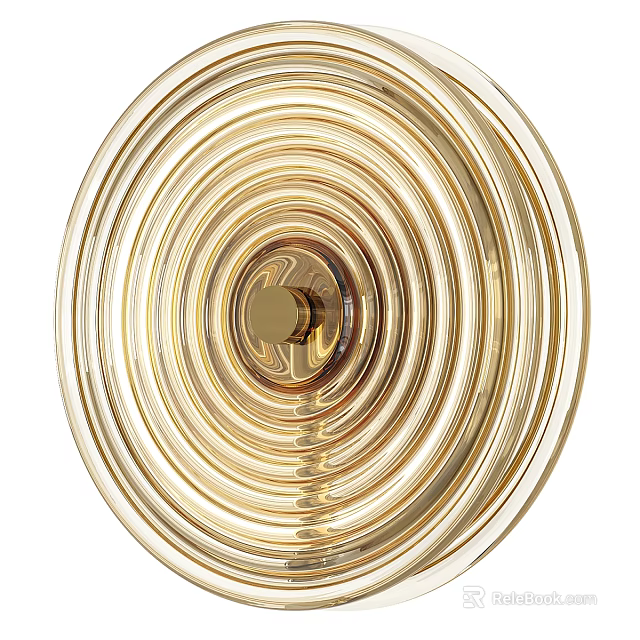 Modern Gold Wall Light With Spiral Ring Design And Shiny Metallic Finish 3d model 