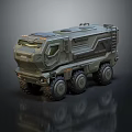 Military Style Six Wheel Utility Vehicle With Sturdy Body And Roof Mounted Equipment