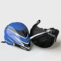 Two Giro Black And Blue Helmets Featuring Ventilated Design And Checkered Pattern