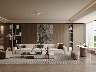 Light Luxury Italian Home Living Room Sofa Coffee Table Combination Marble Coffee Table Decorative Cabinet Leisure Sofa Chair Marble Tea Table and Chair Tea Set Staircase Large Flat Floor 3d model