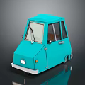 Turquoise Small Cartoon Style Car With Windshield Doors And Vibrant Design