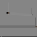 Modern Slim Linear Chandelier With Metal Frame And Wooden Decorative Accents