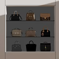 Fashionable Handbags Display on Shelves with Various Styles and Colors