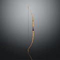 Traditional Wooden Bow as Ancient Hunting Weapon with Curved Design and Taut String