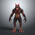 Fierce Werewolf Monster Character With Red Ears Glowing Yellow Eyes Muscular Body And Sharp Claws