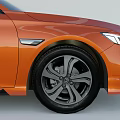 Modern Orange Sedan Side View Featuring Sleek Body Black Windows And Wheels 3d model