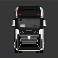 Modern White And Black Truck With Sleek Cab Aerodynamic Design And Front Logo