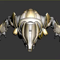 Yellow Armored Mechanical Creature With Sharp Claws And Sci Fi Design 3d model