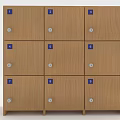 Wooden Storage Lockers with Multiple Tiers Numbered Labels and Lockable Compartments 3d model
