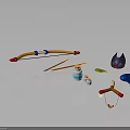 Colorful Children's Play Toys Including Bow Arrows Helmet Spinning Top And Slingshot