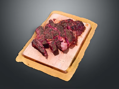 Juicy Grilled Beef Slices on Wooden Cutting Board with Spices 3d model