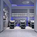 Modern Beauty Hair Salon Interior With Styling Chairs Mirrors Lighting And Equipment