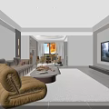 Modern Living and Dining Room Interior Design With Sofa Coffee Table TV And Dining Table