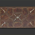 Ornate Entryway Side Cabinet With Intricate Floral Patterns And Decorative Inlays