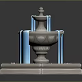 Multi Tiered Garden Fountain With Hexagonal Basin And Pink Water Lilies