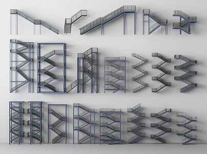 Modern Stairs Steel Frame Stairs 3d model