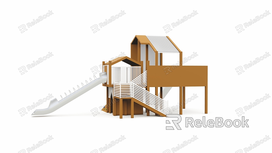 Amusement equipment wooden platform slide wooden house toy amusement model